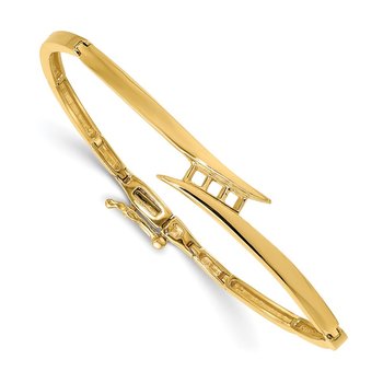 14k Complete 3-Stone 1/4 carat AA Diamond Hinged Bangle Bracelet