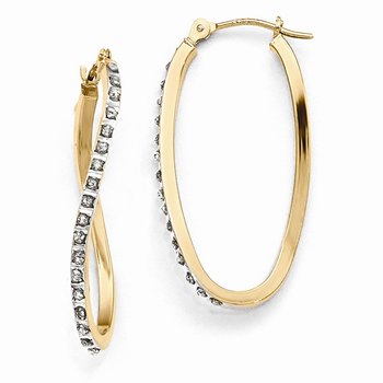 14k Diamond Fascination Twist Hinged Hoop Earrings