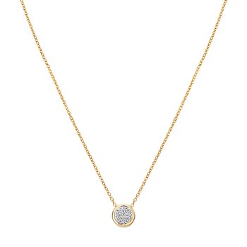 14KY TES RD DIA CIRCLE PENT NECKLACE, D 1/10 CTW