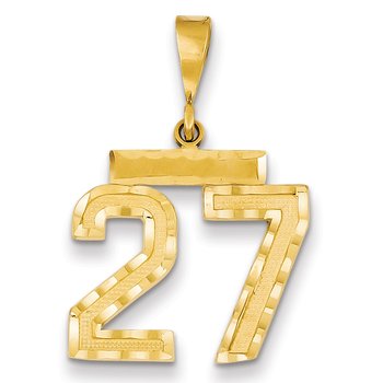 14k Medium Diamond-cut Number 27 Charm