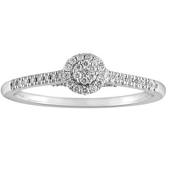 Diamond Bouquet™ 10k White Gold Cluster Center Halo With Diamond Set Swept Up Shoulders 1.00 Ctw