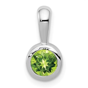 14k White Gold Bezel-set 5mm Round Peridot Pendant