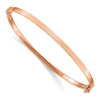 14k Rose Gold Polished 3.00mm Hinged Oval Bangle Bracelet