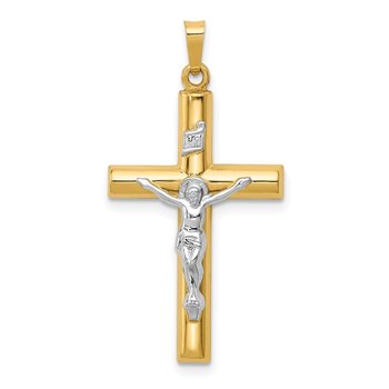 14k Two-tone INRI Hollow Crucifix Pendant