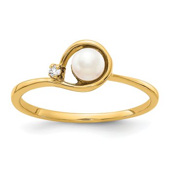 14k 4mm FW Cultured Pearl A Diamond ring