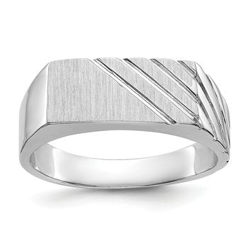 14k White Gold 16.5x7.5mm Open Back Mens Signet Ring