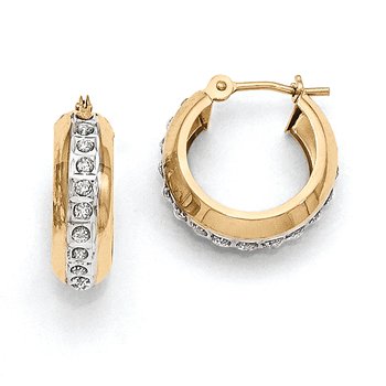 14kDiamond Fascination Round Huggy Hinged Hoop Earrings