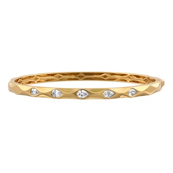 Textura™ 14K Yellow Gold Flush Set Pear Shape Hinged Brushed Finish Diamond 0.75 Ctw