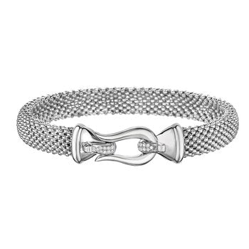 Sterling Silver 7.25in Polished Bangle with Hook Clasp