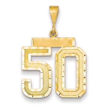14k Large Brushed Diamond-cut Number 50 Charm