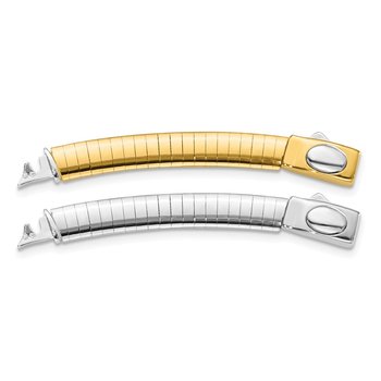 14k Two-tone 6mm White and Yellow Domed Omega 2 inch Extender for Reversible Necklace