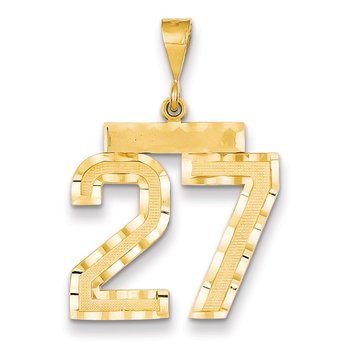 14k Large Brushed Diamond-cut Number 27 Charm