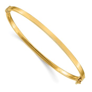 14k Polished 3.00mm Hinged Oval Bangle Bracelet