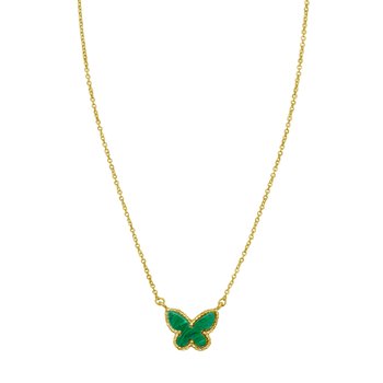 14K Primavera Malachite Butterfly Necklace