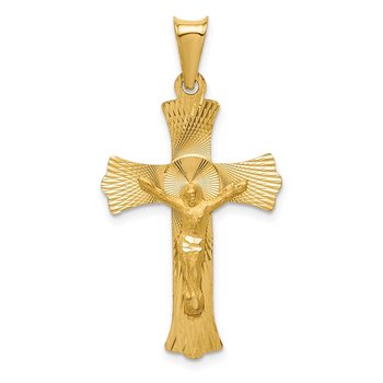 14k Polished Satin and D/C Crucifix Pendant
