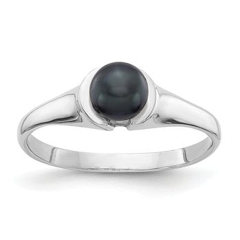 14k White Gold 5mm Black FW Cultured Pearl ring