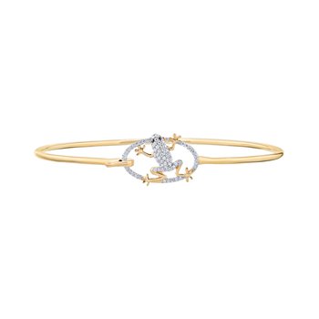 OCEANITY ™ 14k Two Tone Bangle Pave Set Frog in Oval Hook & Eye Diamond 0.25 Ctw