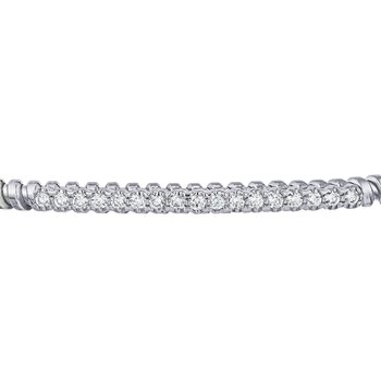 14K Yellow Gold Flexible with Diamond Section in Front Bangle Diamond 0.25 Ctw