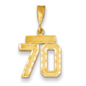 14k Small Brushed Diamond-cut Number 70 Charm