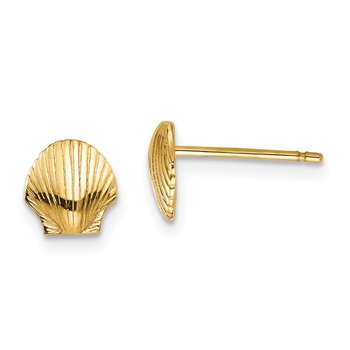 14k Mini Scallop Shell Post Earrings