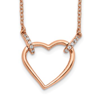 14k Rose Gold 1/20 carat Diamond Heart 18 inch Necklace