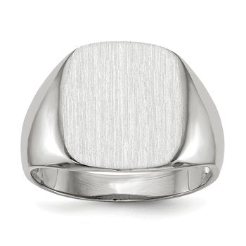 14k White Gold 13.5mm x14.5mm Open Back Men's Signet Ring