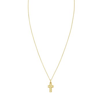 14K Diamond-Cut Cross Necklace
