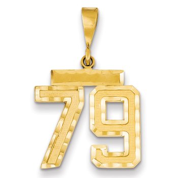 14k Medium Diamond-cut Number 79 Charm