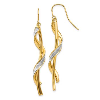 14k Polished Glitter Infused Spiral Dangle Earrings