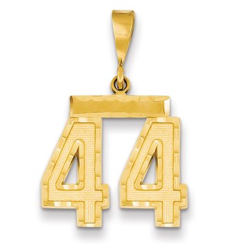 14k Medium Diamond-cut Number 44 Charm