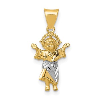 14k with Rhodium D/C Polished Baby Jesus Pendant