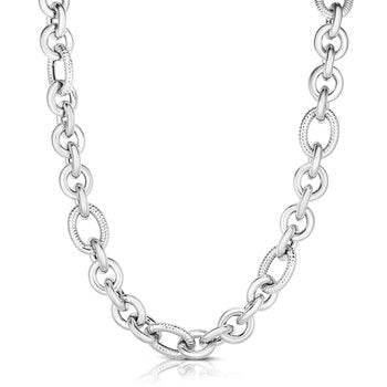 Sterling Silver 8.5in White Diamond Cut/ Textured Bracelet with Figure 8 Clasp