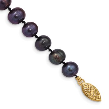 14k 6-7mm Black Near-Round Freshwater Cultured Pearl 16 inch Necklace
