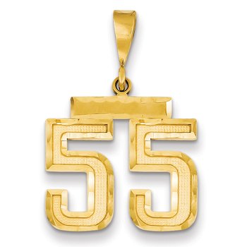 14k Medium Diamond-cut Number 55 Charm