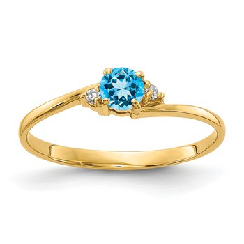 14k 4mm Blue Topaz AA Diamond ring