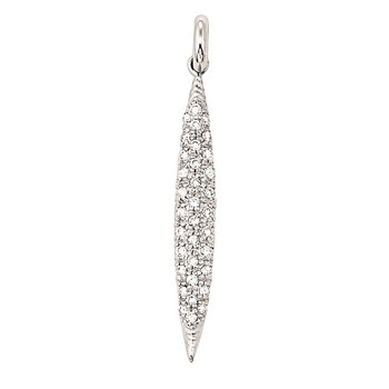 14KW Long Pendant: Pave Set:With A ""O"" Bail