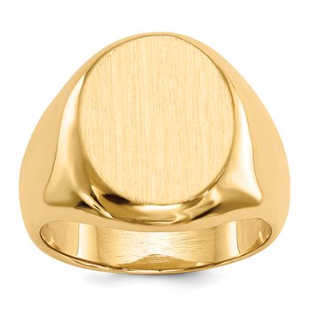 14k 13.5x16.5mm Closed Back Mens Signet Ring