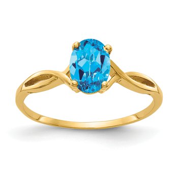 14k 7x5mm Oval Blue Topaz ring