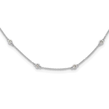14k White Gold Complete 1/3 carat Bezel-set Diamond and Cable Chain 16-Station 16 inch Necklace