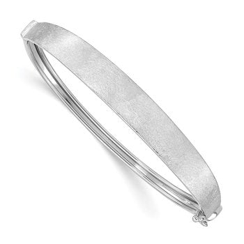 14k White Gold Satin Finish Graduated 8.00mm Hinged Oval Bangle Bracelet