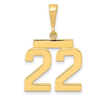 14k Medium Polished Number 22 Charm