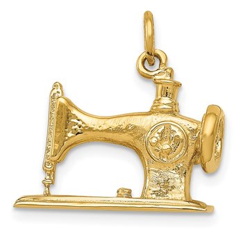 14K 3D Antique Sewing Machine Charm