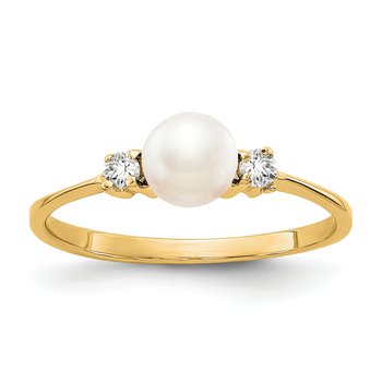 14k 5mm FW Cultured Pearl VS Diamond ring