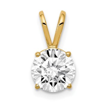 14k 7mm Round Cubic Zirconia Pendant