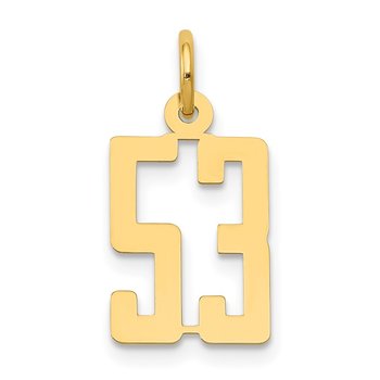 14k Small Elongated Number 53 Charm
