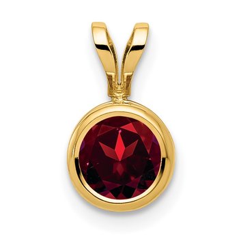 14k 6mm Round Garnet Bezel Pendant