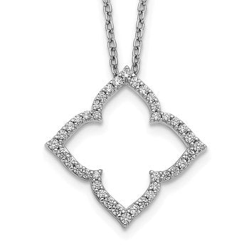 14k White Gold 1/4 carat Diamond Fancy 18 inch Necklace