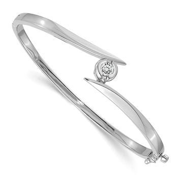 14k White Gold Complete 1/2 carat A Diamond Hinged Oval Bangle Bracelet
