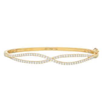 14K Yellow Gold Pave Open Twist Hinged Bangle Diamond 1.00 Ctw