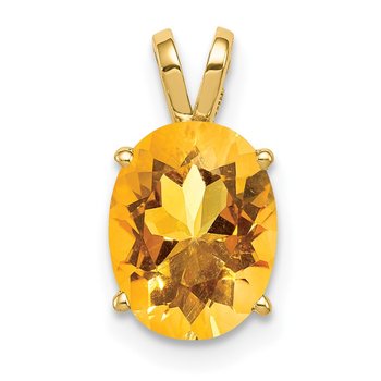 14k 9x7mm Oval Citrine Pendant